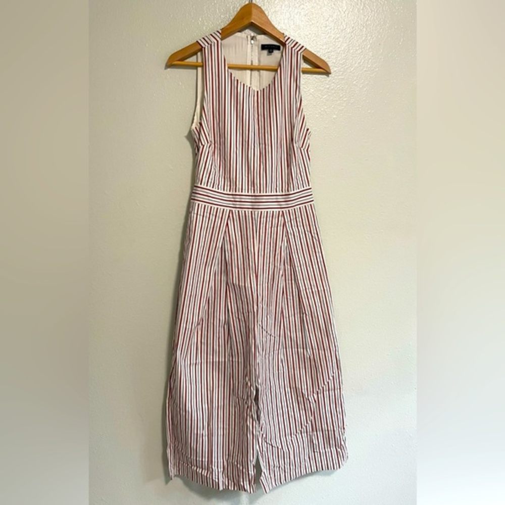 Aly Daly Sleeveless Jumpsuit Wide Leg Cutout Back White Red‎ & Blue Size Medium